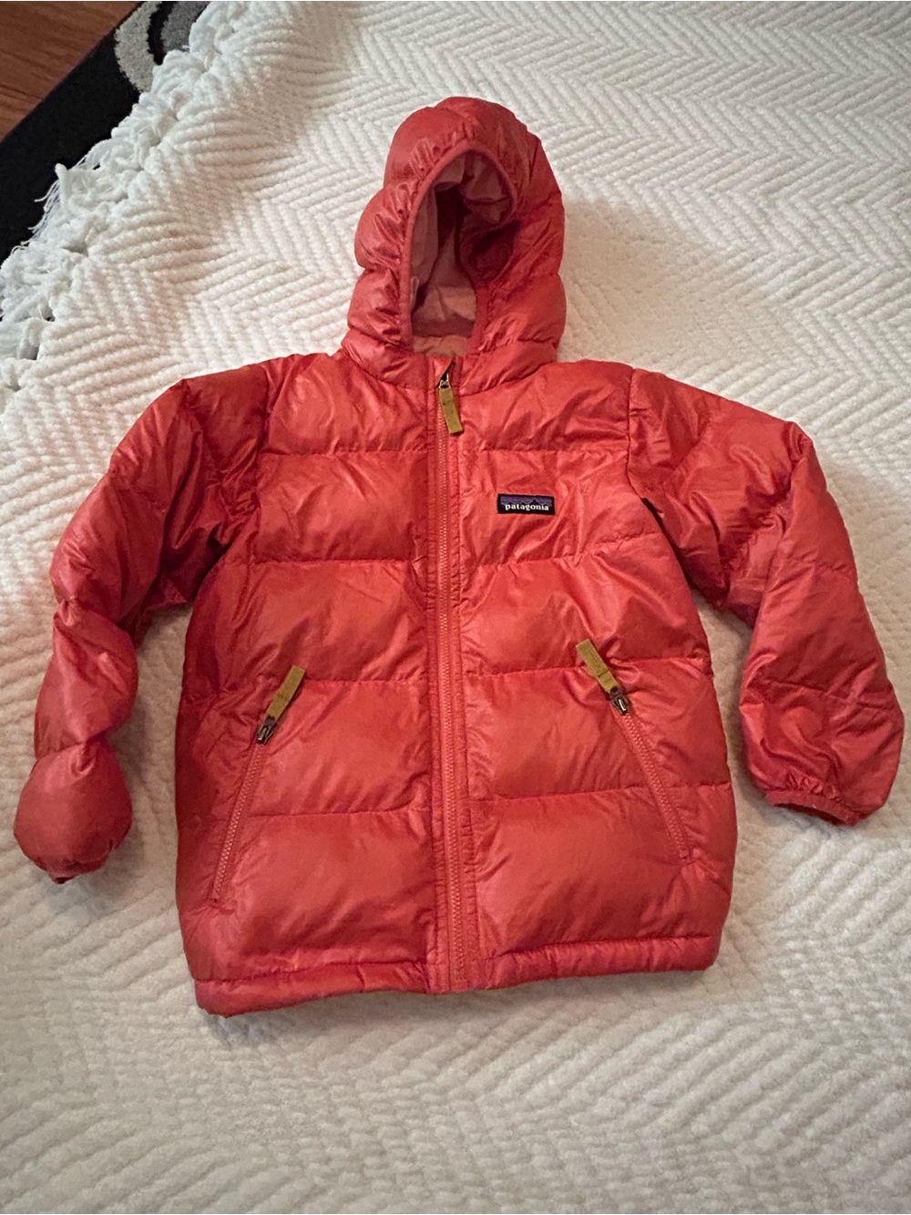 Patagonia Kids Orange Hooded Puffer Jacket